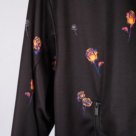 Adidas Women's Full Zip Rose Floral Print Track Jacket Size SMALL Pockets Black - Picture 5 of 7